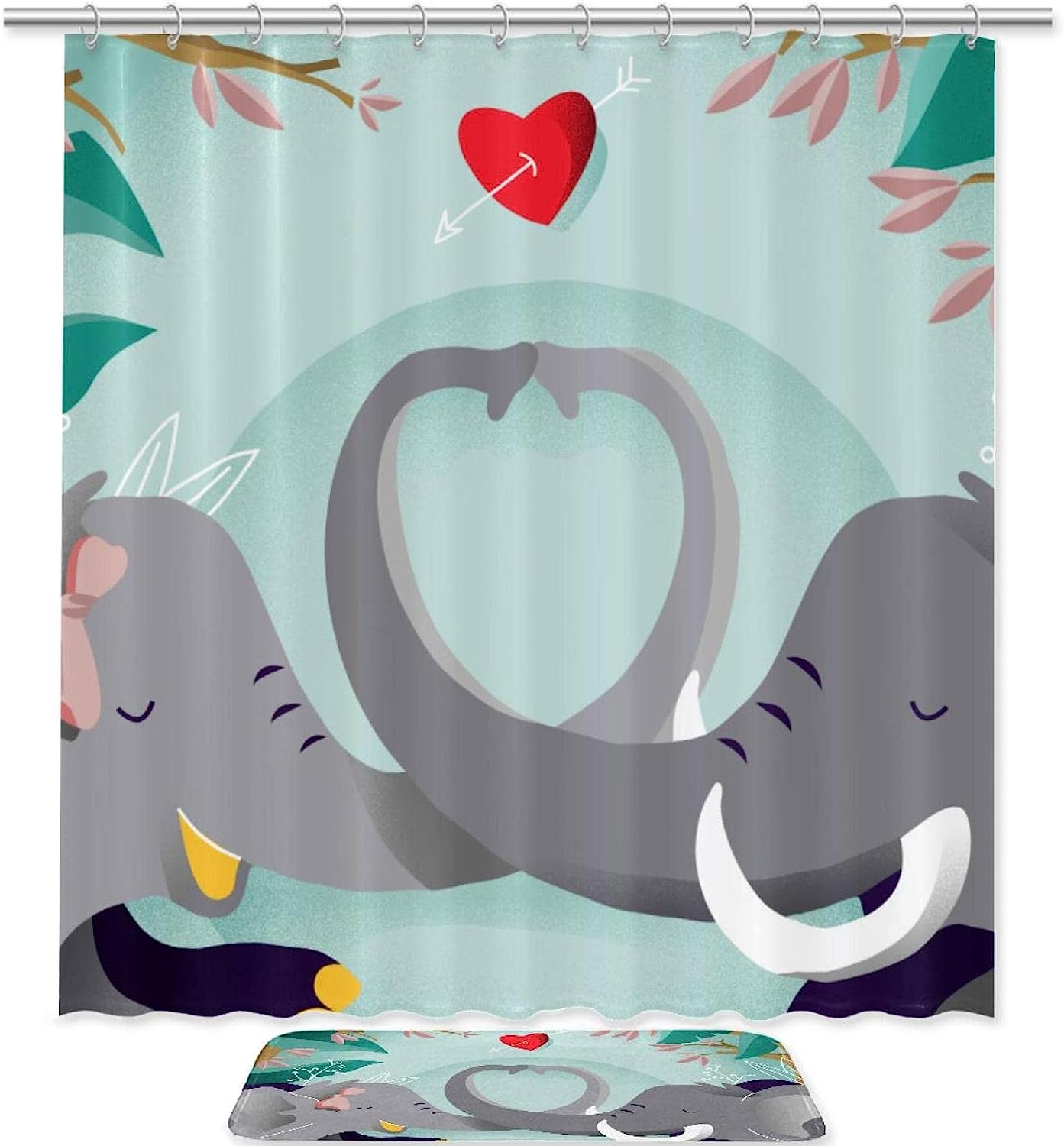 Elephant Background Waterproof Shower Curtain For Contemporary Bathroom Decor