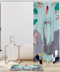 Elephant Background Waterproof Shower Curtain For Contemporary Bathroom Decor