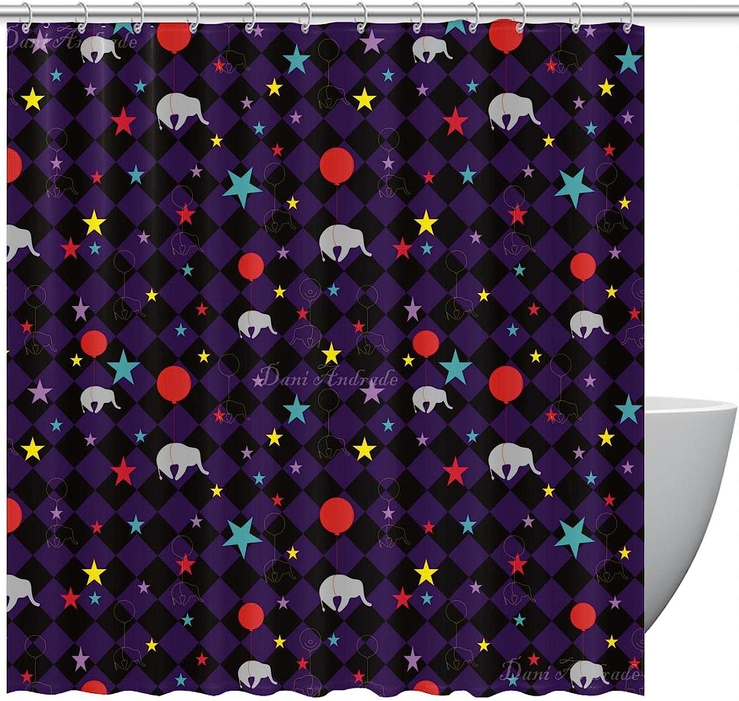 Elephant Balloon Shower Curtain with a Playful Design
