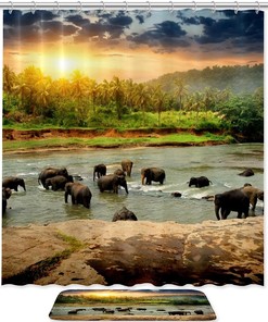 Elephant Bathroom Decorr, Waterproof Shower Curtain