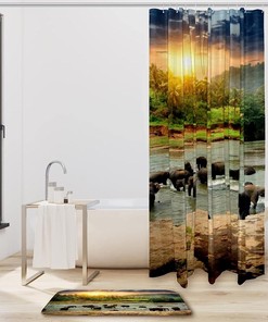 Elephant Bathroom Decorr, Waterproof Shower Curtain