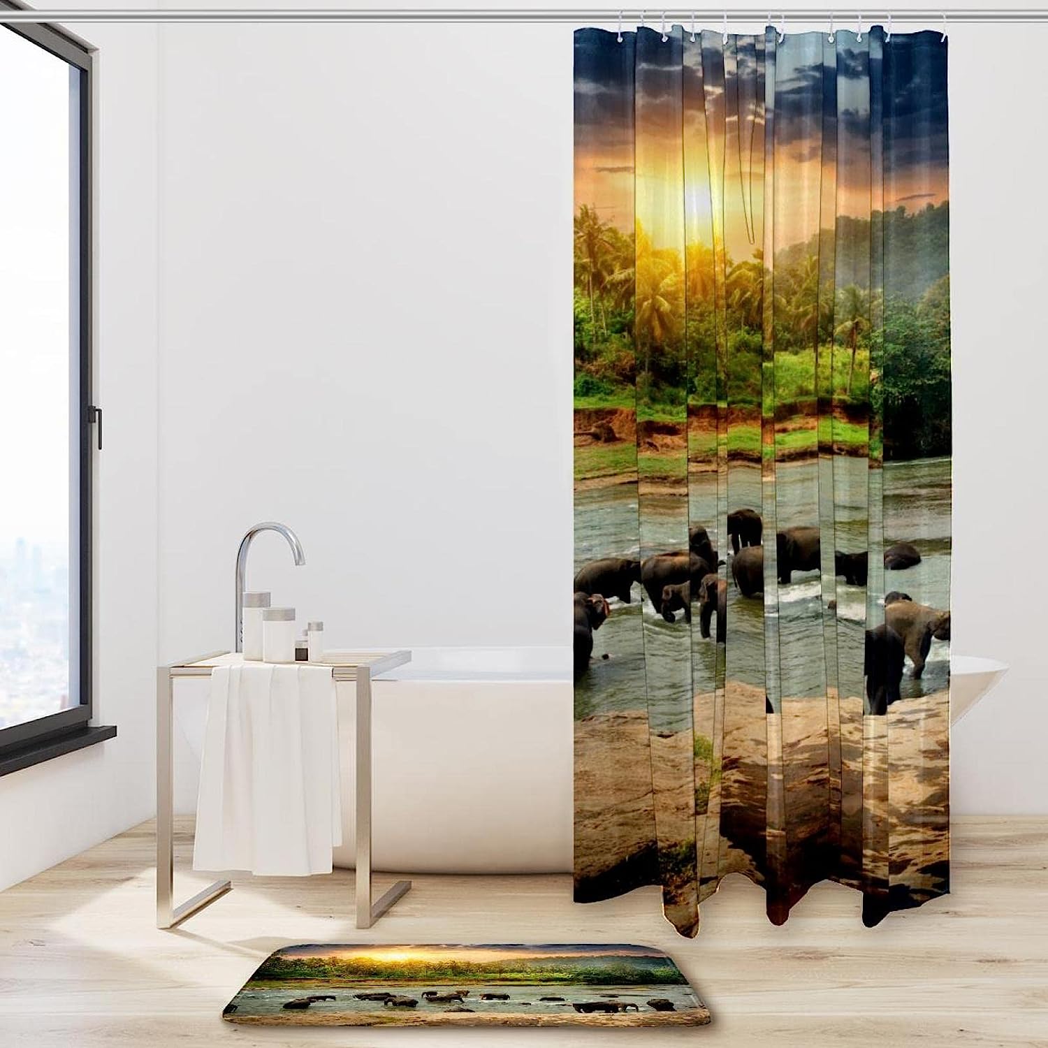 Elephant Bathroom Decorr, Waterproof Shower Curtain