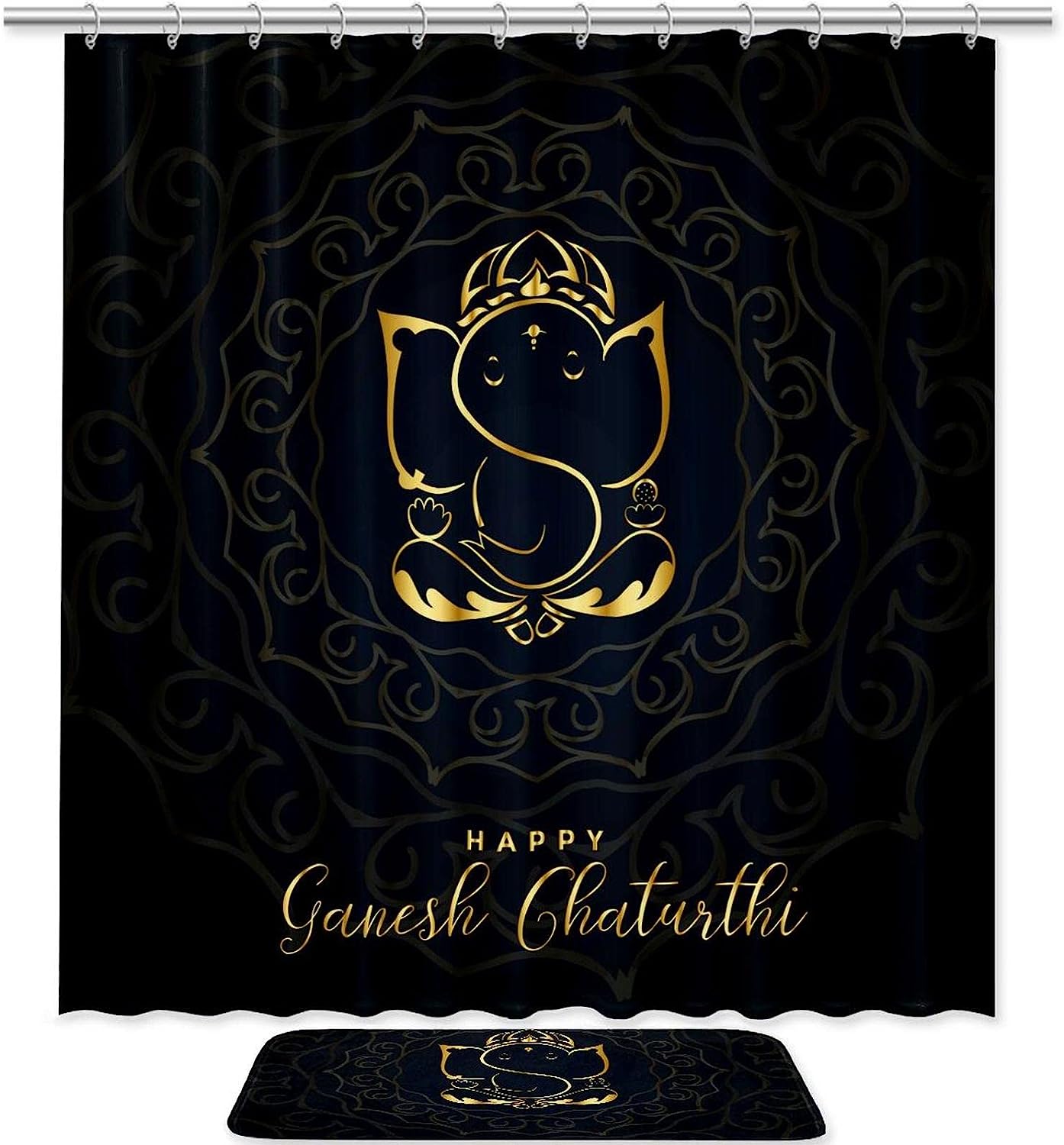Elephant Black Waterproof Shower Curtain For Contemporary Bathroom Decor