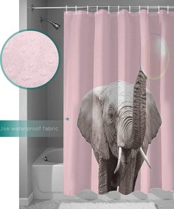 Elephant Blowing Bubbles Pink Background Vintage Bathroom Shower Curtain