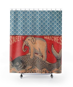 Elephant Carp Shower Curtain For Animal Lovers Bathroom Decor