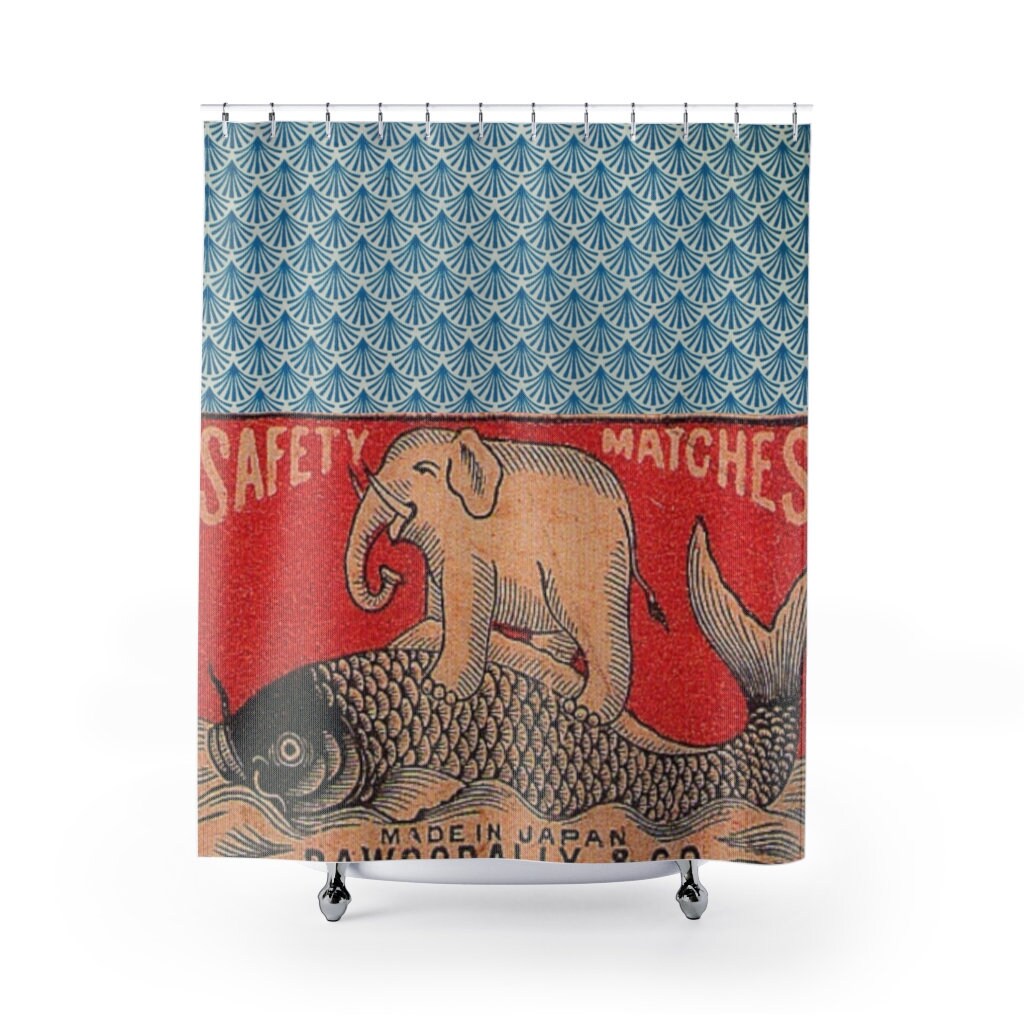 Elephant Carp Shower Curtain For Animal Lovers Bathroom Decor