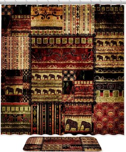 Elephant Culture Waterproof Shower Curtain For Traditional Bathroom Decor