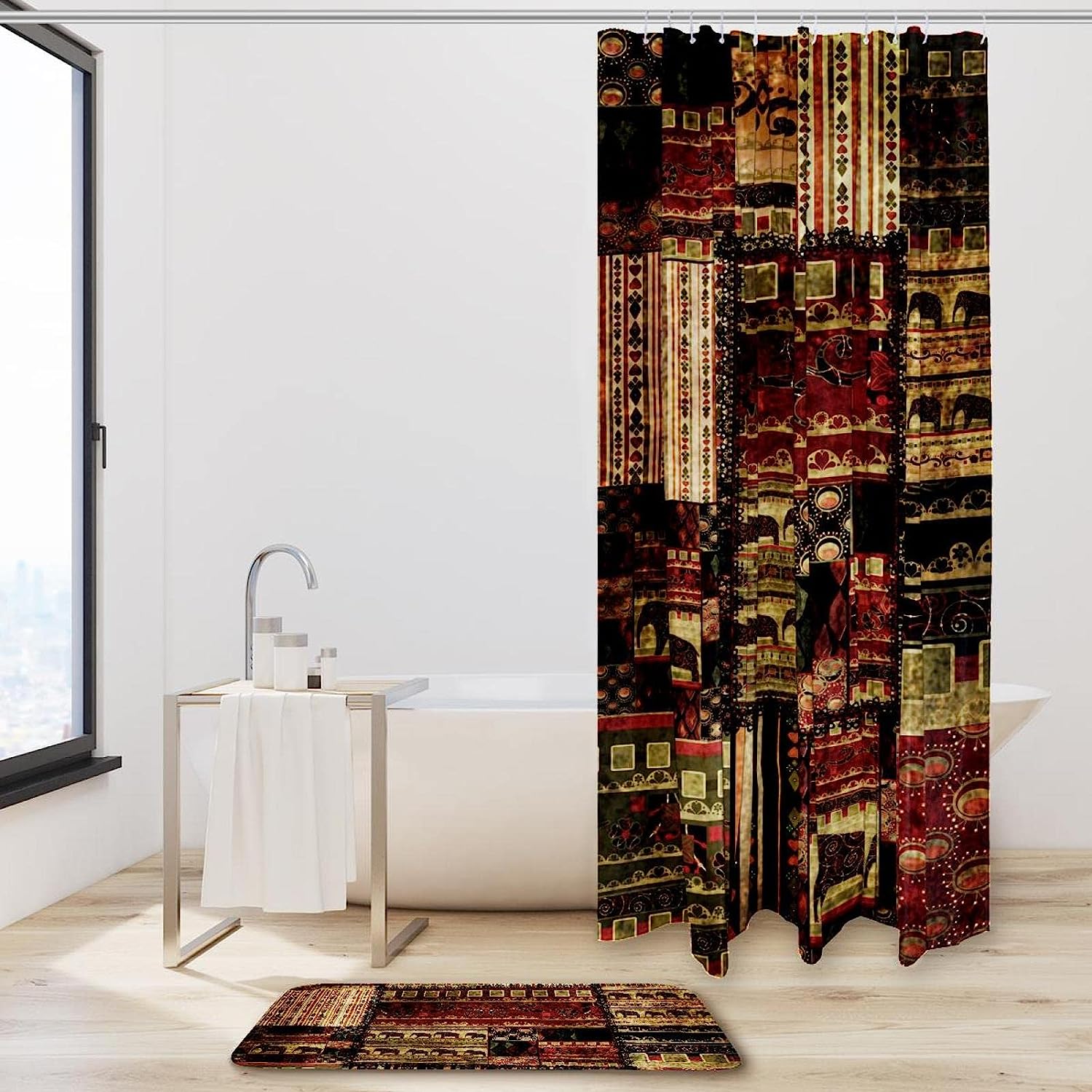 Elephant Culture Waterproof Shower Curtain For Traditional Bathroom Decor