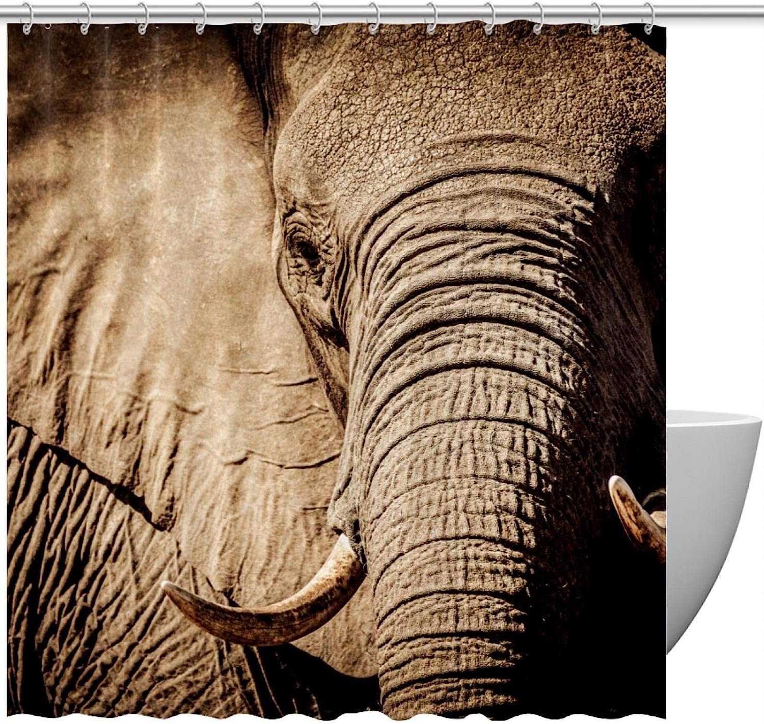 Elephant Design Custom Shower Curtain for Personalized Bathroom Decor