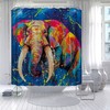 Elephant Fabric Shower Curtain With Colorful Graffiti Print, Ideal For Any Bathroom