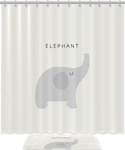 Elephant Family Bath Curtain - Cute Forest River Design