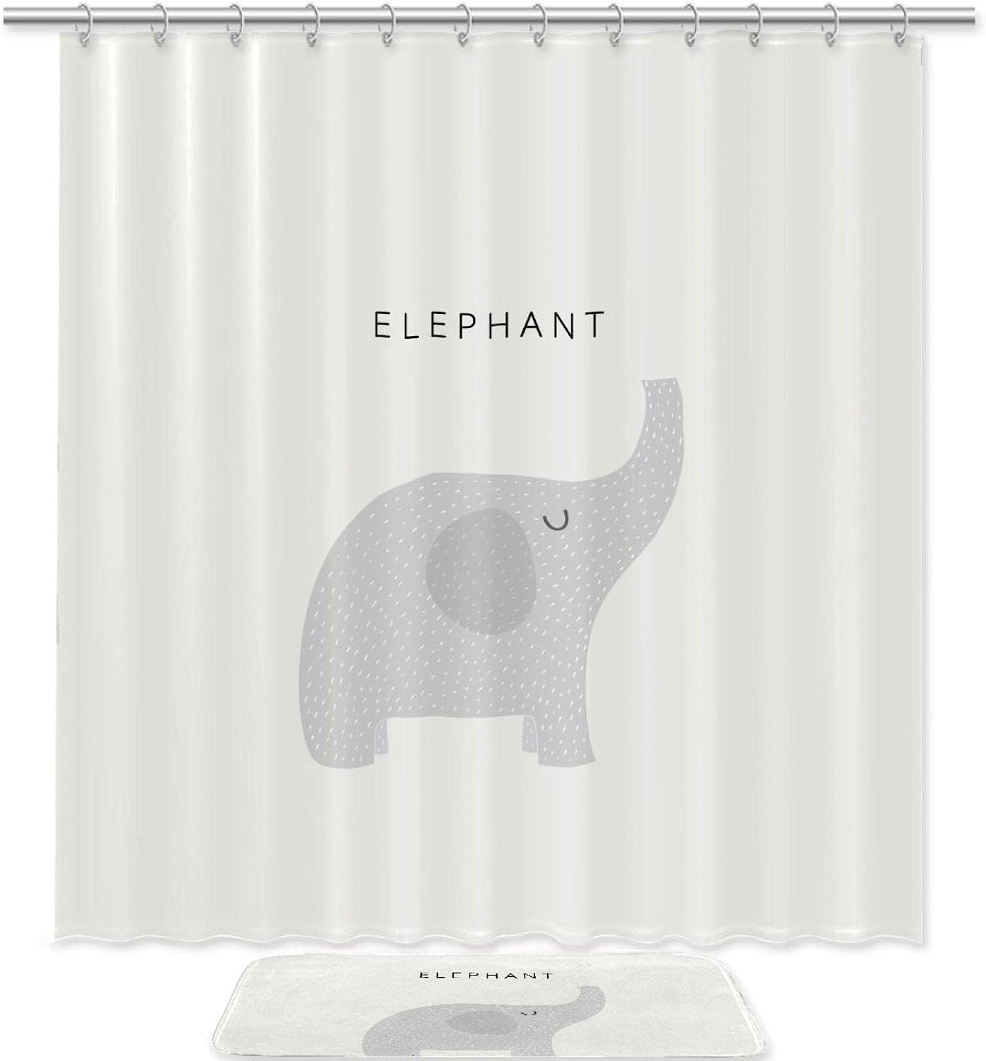 Elephant Family Bath Curtain - Cute Forest River Design