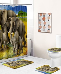 Elephant Family Migration Shower Curtain For Your Bathtub