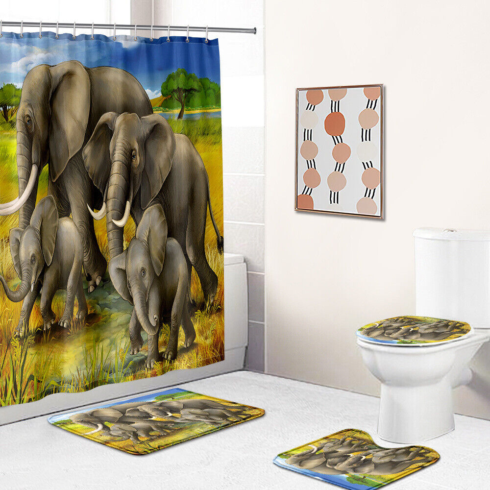 Elephant Family Migration Shower Curtain For Your Bathtub