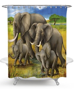 Elephant Family Migration Shower Curtain For Your Bathtub