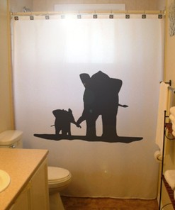 Elephant Family Shower Curtain - Artistic Bathroom Decor