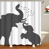Elephant Family Shower Curtain, Funny Animal Silhouette Bathroom Decor