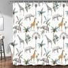Elephant Giraffe Fabric Shower Curtain, Waterproof and Stylish Bathroom Decor 