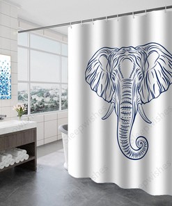 Elephant India Style Bath Curtain, Personalized Elephant Art Shower Curtain, Waterproof Fabric Bathroom Decor