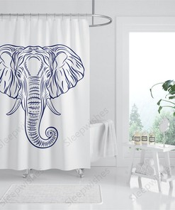 Elephant India Style Bath Curtain, Personalized Elephant Art Shower Curtain, Waterproof Fabric Bathroom Decor