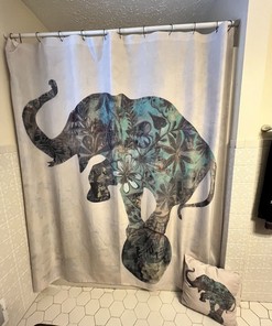 Elephant Mandela Boho Shower Curtain With Pillow - Unique Home Decor