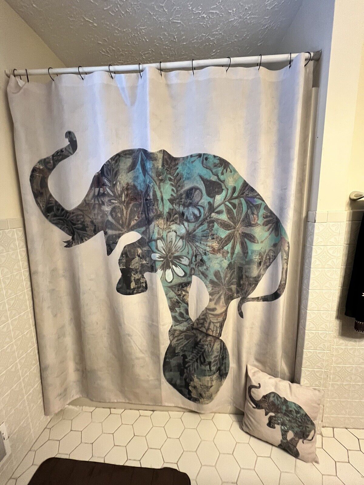 Elephant Mandela Boho Shower Curtain With Pillow - Unique Home Decor