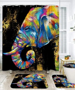 Elephant Painting Picture Art Print Wild Animal Print Shower Curtain - Bathroom Decor