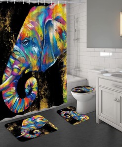 Elephant Painting Picture Art Print Wild Animal Print Shower Curtain - Bathroom Decor