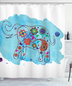 Elephant Paisley Print Asian Shower Curtain For Bathroom