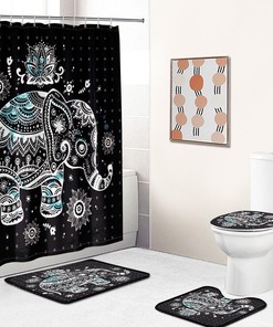Elephant Pattern Waterproof Shower Curtain