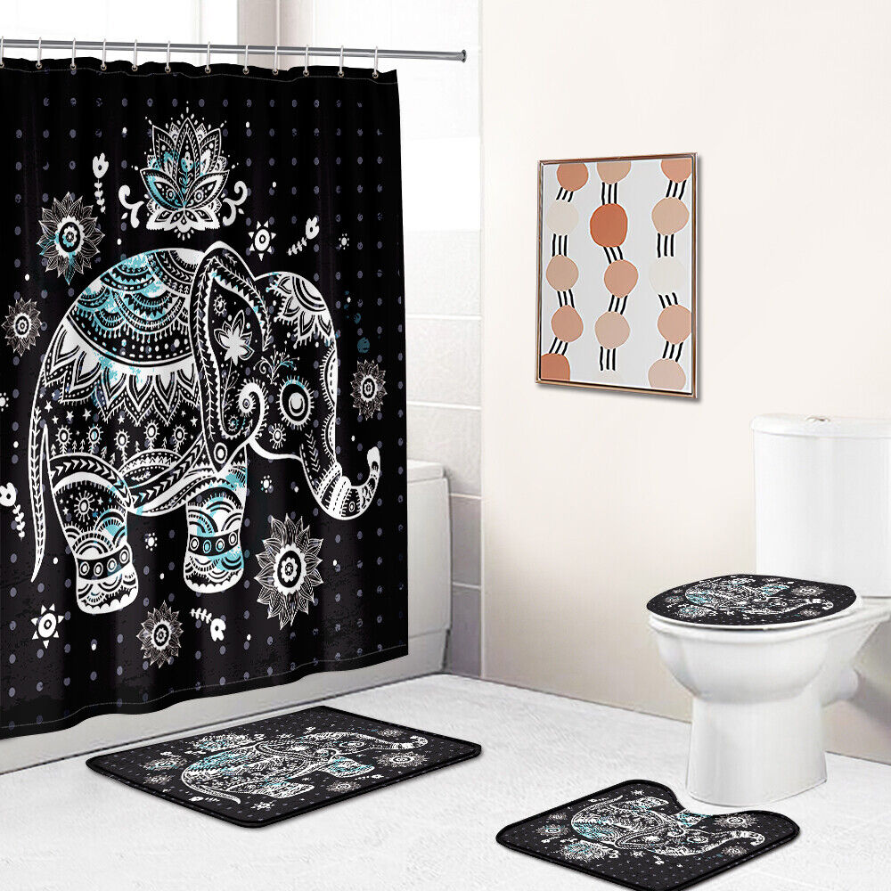 Elephant Pattern Waterproof Shower Curtain