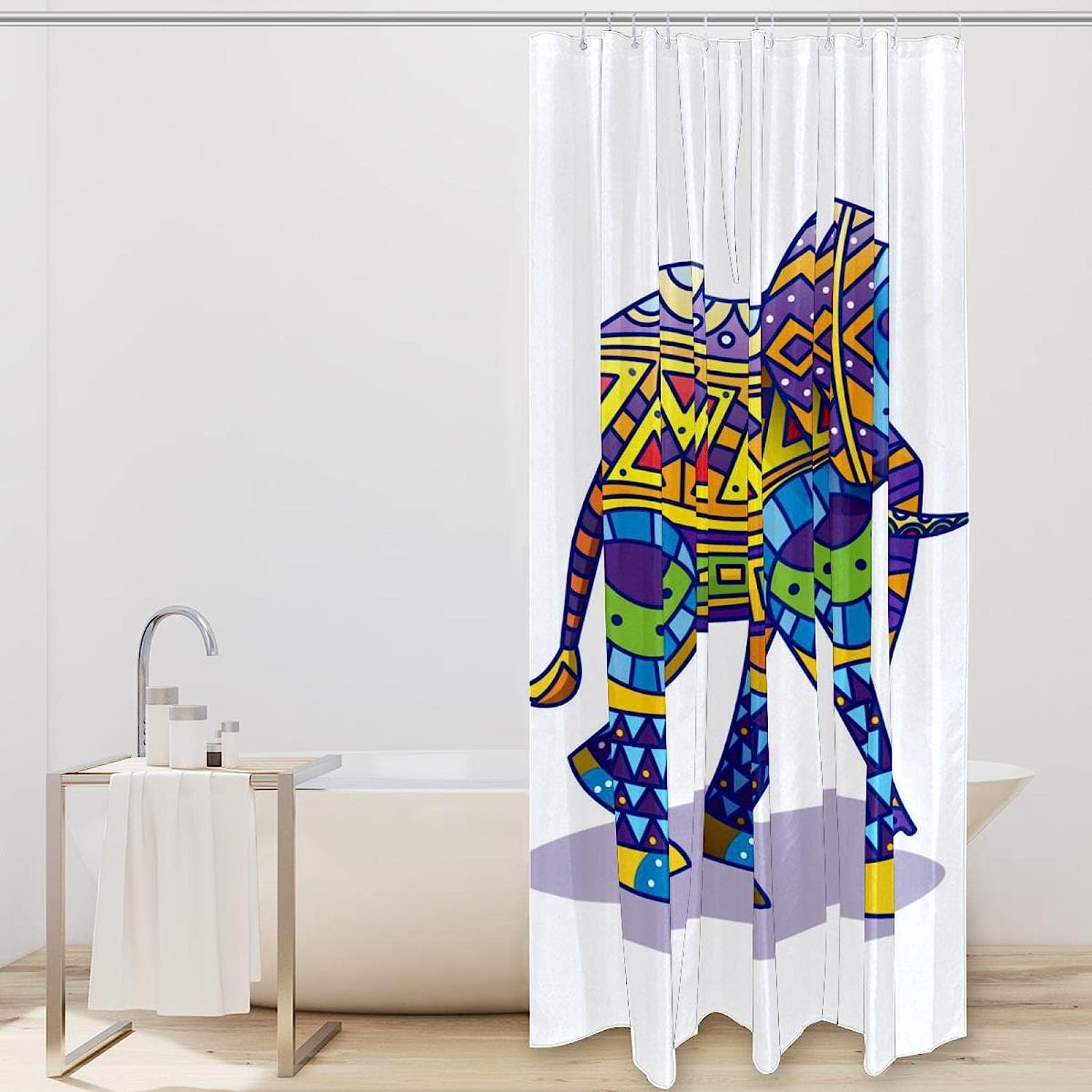 Elephant Printed Shower Curtain In Multiple Colors - Image 2