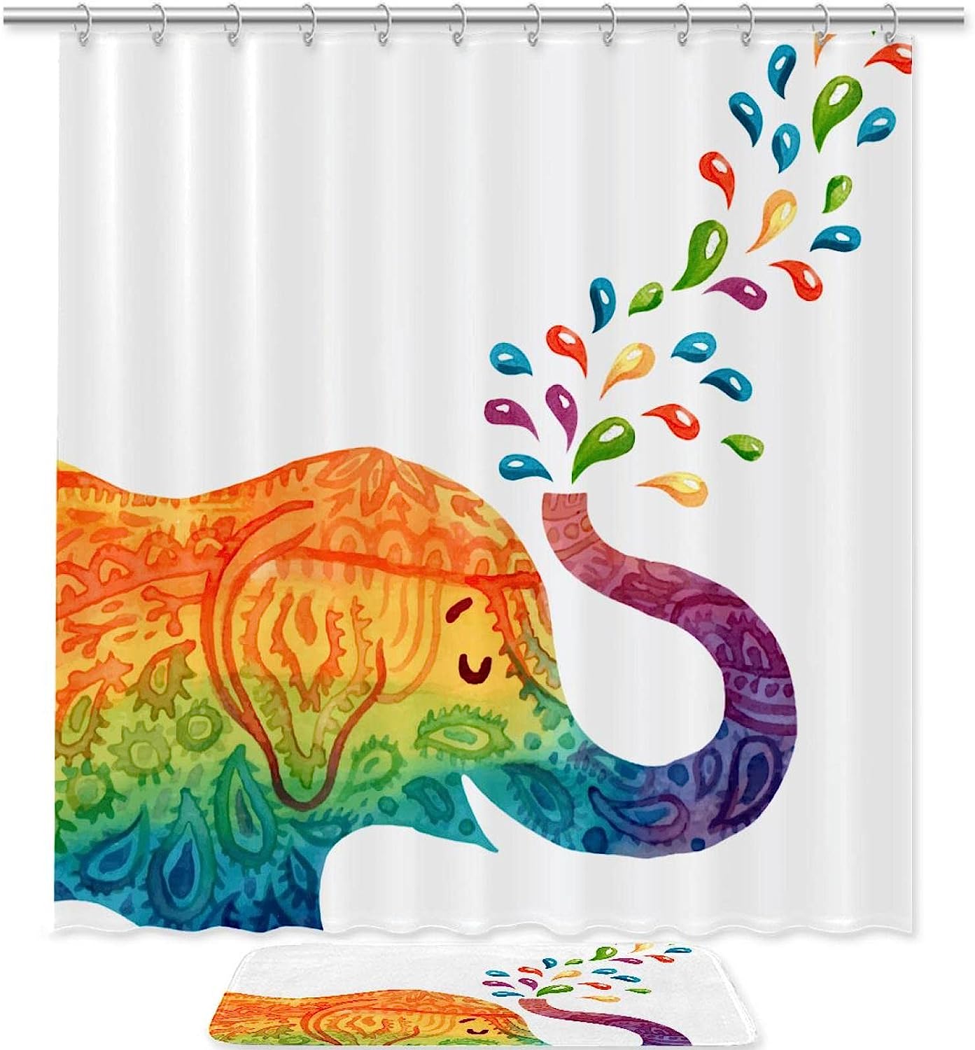 Elephant Printed Waterproof Shower Curtain For Bathroom Decor