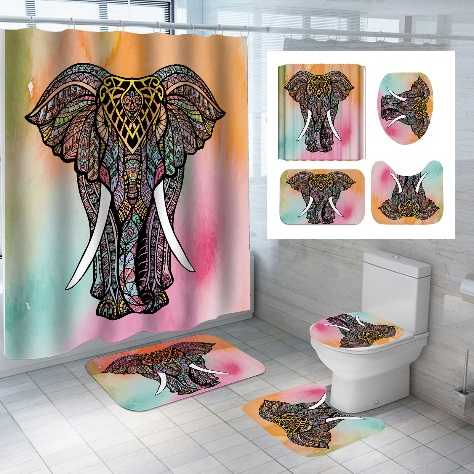 Elephant Safari Print Shower Curtain - Animal And Nature Prints