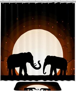 Elephant Shadow Shower Curtain - Black Bathroom Decor With Cute And Elegant Elephant Print
