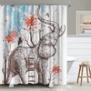Elephant Shower Curtain Girl On Elephant With Red Trees Cute Wild Animal Bathroom Decor For Girls