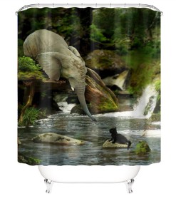 Elephant Shower Curtain with Beautiful Artistic Details for an Artistic Touch