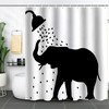Elephant Silhouette Cartoon Printed Shower Curtain For Home Hotels