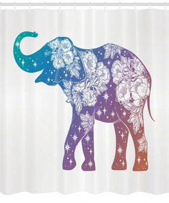 Elephant Sketch Print Shower Curtain