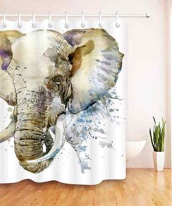 Elephant Skull Waterproof Resistant Bathroom Shower Curtain 