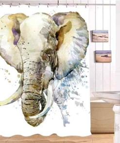 Elephant Skull Waterproof Resistant Bathroom Shower Curtain