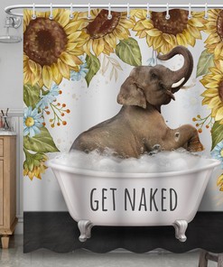 Elephant Sunflower Shower Curtain For A Cute And Aesthetic Bathroom Decor