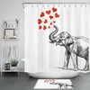 Elephant Valentine'S Day Red Hearts Shower Curtain For Bathroom