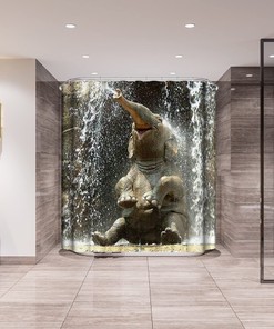 Elephant Waterfall Shower Curtain Fabric Heavy Duty Modern Design