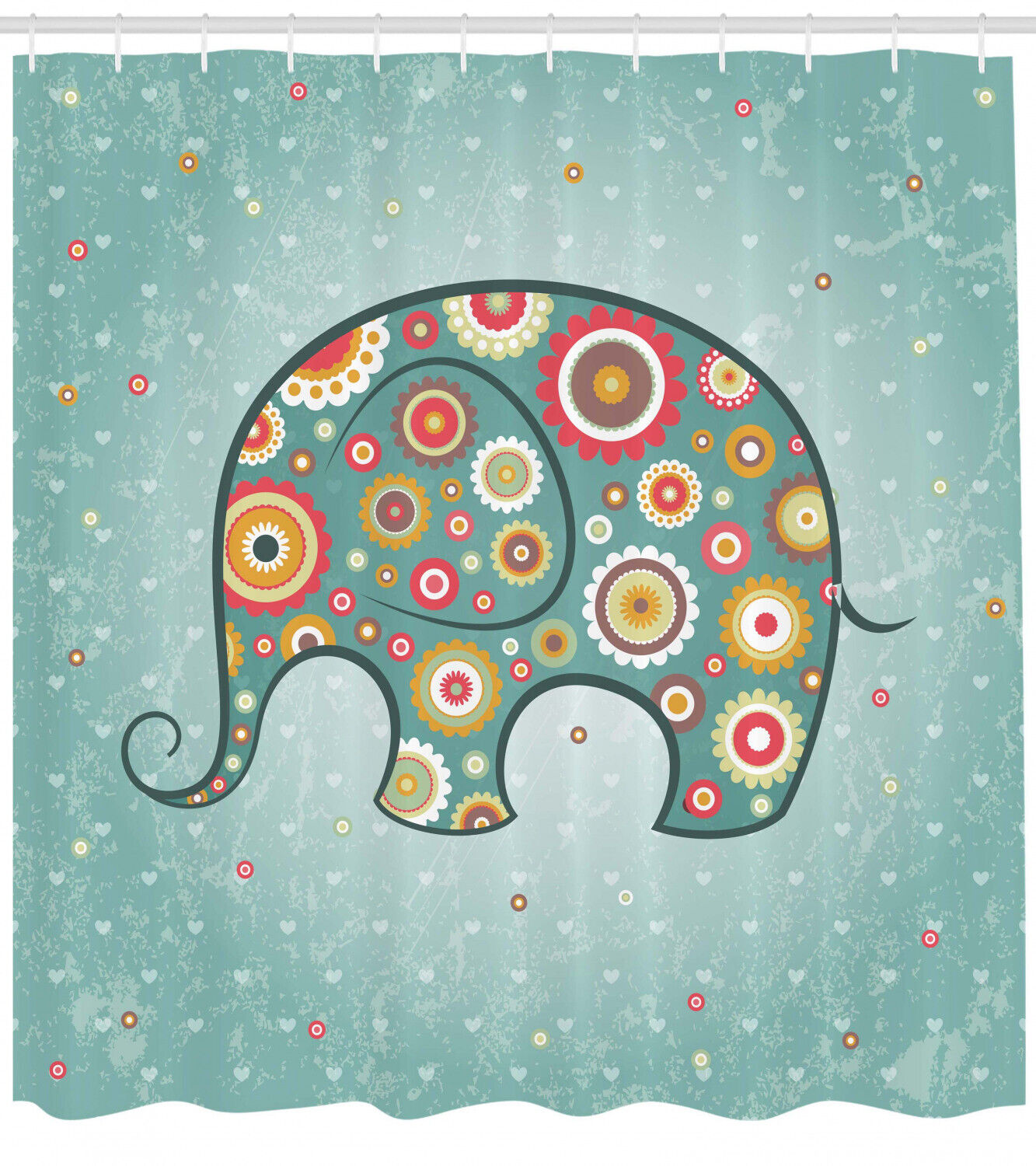 Elephant With Flowers Print Floral Shower Curtain, Bring Some Animal Charm To Your Bathroom