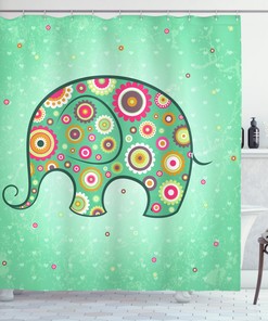 Elephant With Flowers Print Floral Shower Curtain, Bring Some Animal Charm To Your Bathroom