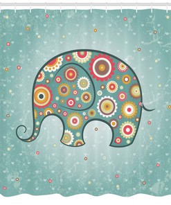 Elephant With Flowers Print Floral Shower Curtain, Bring Some Animal Charm To Your Bathroom