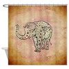 Elephant With Hanna Flower Pattern Unique Shower Curtain Set 