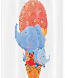 Elephant With Hot Air Balloons Shower Curtain For Bathroom Decor
