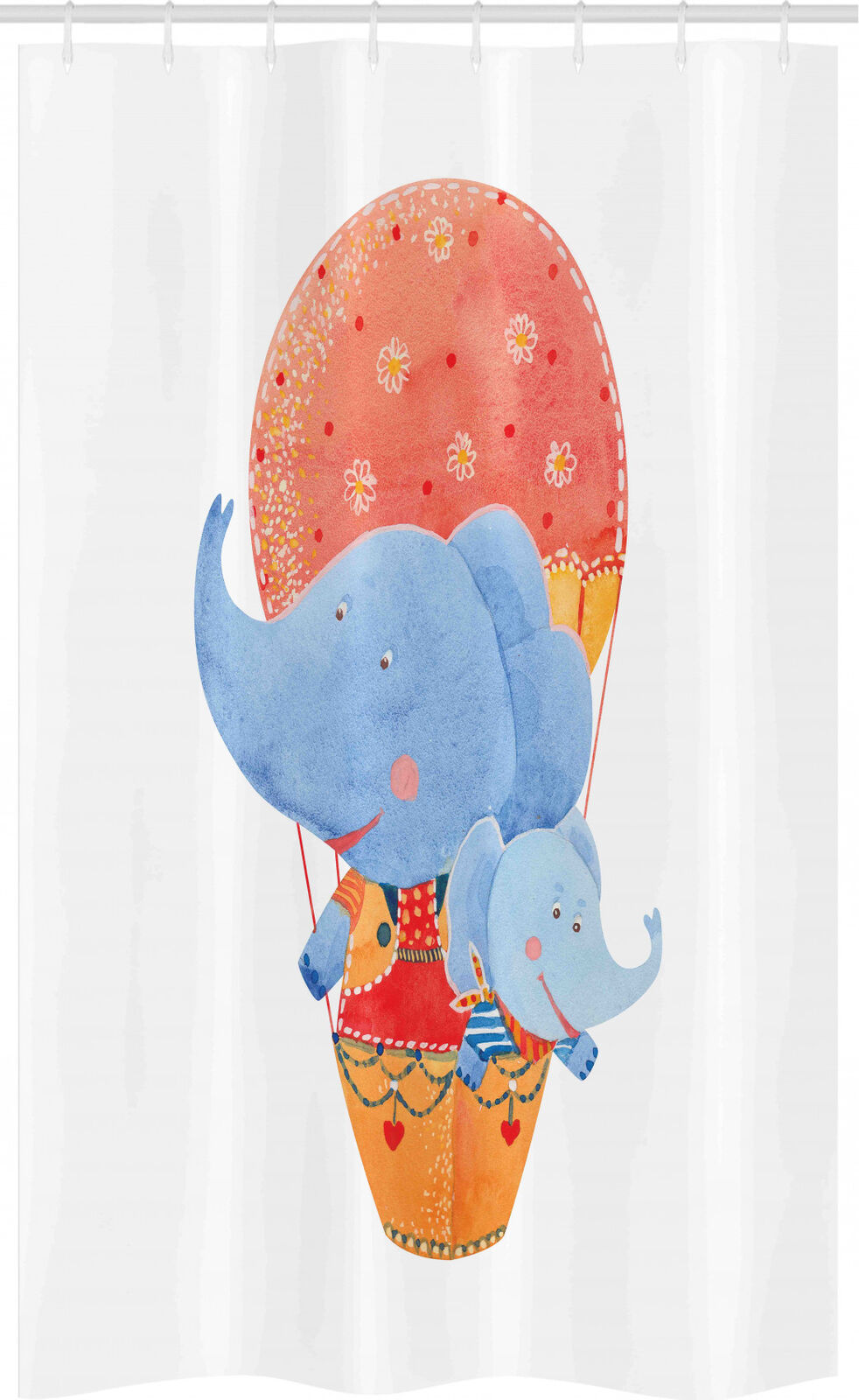 Elephant With Hot Air Balloons Shower Curtain For Bathroom Decor